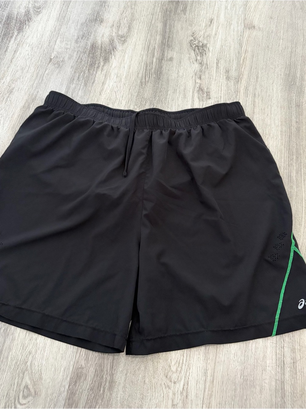 Asics Black Men’s Athletic Shorts with Green Accent